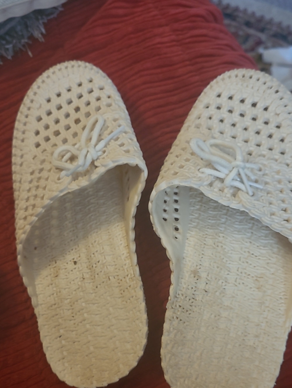 Women's White Woven Slip-On Mules
